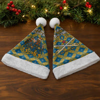 Buffalo Soldiers Christmas Santa Hat with Blue Yellow Plaid Parade Illustration Design - Wonder Print Shop