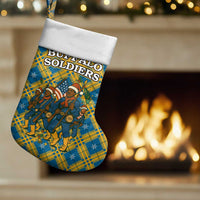 Buffalo Soldiers Christmas Stocking with Blue Yellow Plaid Parade Illustration Design - Wonder Print Shop