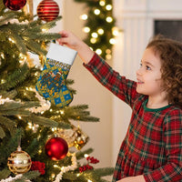 Buffalo Soldiers Christmas Stocking with Blue Yellow Plaid Parade Illustration Design - Wonder Print Shop