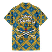 Buffalo Soldiers Christmas Family Matching Mermaid Dress and Hawaiian Shirt with Blue Yellow Plaid Parade Illustration Design - Wonder Print Shop