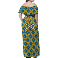 Buffalo Soldiers Christmas Family Matching Off Shoulder Maxi Dress and Hawaiian Shirt with Blue Yellow Plaid Parade Illustration Design - Wonder Print Shop