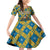 Buffalo Soldiers Christmas Family Matching Off Shoulder Short Dress and Hawaiian Shirt with Blue Yellow Plaid Parade Illustration Design - Wonder Print Shop