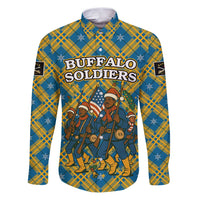Buffalo Soldiers Christmas Family Matching Puletasi and Hawaiian Shirt with Blue Yellow Plaid Parade Illustration Design - Wonder Print Shop