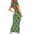 Buffalo Soldiers Christmas Family Matching Short Sleeve Bodycon Dress and Hawaiian Shirt with Blue Yellow Plaid Parade Illustration Design - Wonder Print Shop