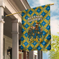 Buffalo Soldiers Christmas Garden Flag with Blue Yellow Plaid Parade Illustration Design - Wonder Print Shop