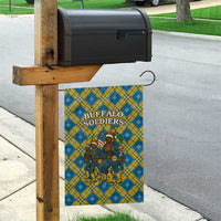 Buffalo Soldiers Christmas Garden Flag with Blue Yellow Plaid Parade Illustration Design - Wonder Print Shop