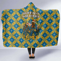 Buffalo Soldiers Christmas Hooded Blanket with Blue Yellow Plaid Parade Illustration Design - Wonder Print Shop