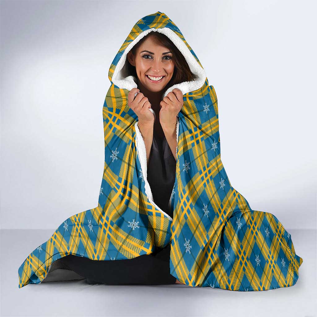 Buffalo Soldiers Christmas Hooded Blanket with Blue Yellow Plaid Parade Illustration Design - Wonder Print Shop