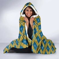 Buffalo Soldiers Christmas Hooded Blanket with Blue Yellow Plaid Parade Illustration Design - Wonder Print Shop