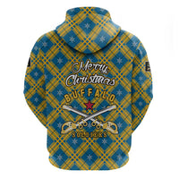 Buffalo Soldiers Christmas Hoodie with Blue Yellow Plaid Parade Illustration Design - Wonder Print Shop