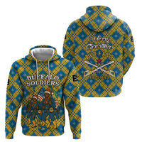 Buffalo Soldiers Christmas Hoodie with Blue Yellow Plaid Parade Illustration Design - Wonder Print Shop