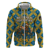 Buffalo Soldiers Christmas Hoodie with Blue Yellow Plaid Parade Illustration Design - Wonder Print Shop