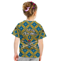 Buffalo Soldiers Christmas Kid T Shirt with Blue Yellow Plaid Parade Illustration Design - Wonder Print Shop