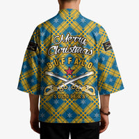 Buffalo Soldiers Christmas Kimono with Blue Yellow Plaid Parade Illustration Design - Wonder Print Shop