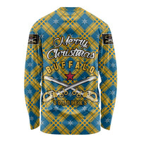 Buffalo Soldiers Christmas Long Sleeve Shirt with Blue Yellow Plaid Parade Illustration Design - Wonder Print Shop