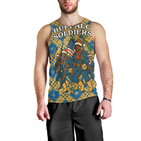 Buffalo Soldiers Christmas Men Tank Top with Blue Yellow Plaid Parade Illustration Design - Wonder Print Shop
