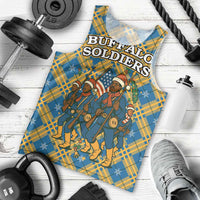Buffalo Soldiers Christmas Men Tank Top with Blue Yellow Plaid Parade Illustration Design - Wonder Print Shop