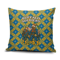 Buffalo Soldiers Christmas Pillow Cover with Blue Yellow Plaid Parade Illustration Design - Wonder Print Shop