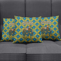 Buffalo Soldiers Christmas Pillow Cover with Blue Yellow Plaid Parade Illustration Design - Wonder Print Shop