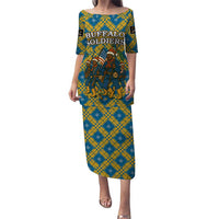 Buffalo Soldiers Christmas Puletasi with Blue Yellow Plaid Parade Illustration Design - Wonder Print Shop