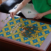 Buffalo Soldiers Christmas Puzzle with Blue Yellow Plaid Parade Illustration Design - Wonder Print Shop