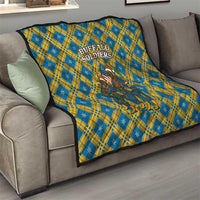 Buffalo Soldiers Christmas Quilt with Blue Yellow Plaid Parade Illustration Design - Wonder Print Shop