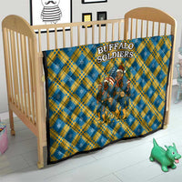 Buffalo Soldiers Christmas Quilt with Blue Yellow Plaid Parade Illustration Design - Wonder Print Shop