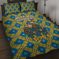 Buffalo Soldiers Christmas Quilt Bed Set with Blue Yellow Plaid Parade Illustration Design - Wonder Print Shop