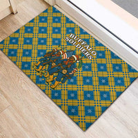 Buffalo Soldiers Christmas Rubber Doormat with Blue Yellow Plaid Parade Illustration Design - Wonder Print Shop