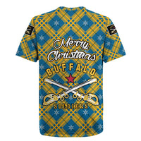 Buffalo Soldiers Christmas Rugby Jersey with Blue Yellow Plaid Parade Illustration Design - Wonder Print Shop