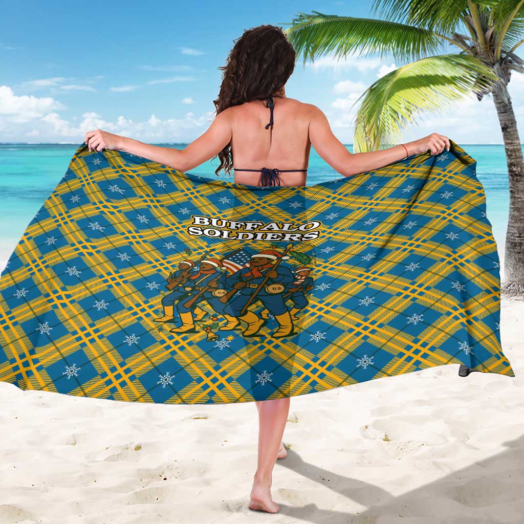 Buffalo Soldiers Christmas Sarong with Blue Yellow Plaid Parade Illustration Design - Wonder Print Shop