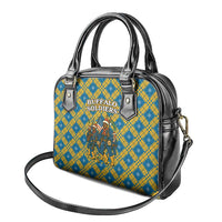 Buffalo Soldiers Christmas Shoulder Handbag with Blue Yellow Plaid Parade Illustration Design - Wonder Print Shop
