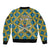 Buffalo Soldiers Christmas Sleeve Zip Bomber Jacket with Blue Yellow Plaid Parade Illustration Design - Wonder Print Shop