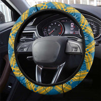 Buffalo Soldiers Christmas Steering Wheel Cover with Blue Yellow Plaid Parade Illustration Design - Wonder Print Shop