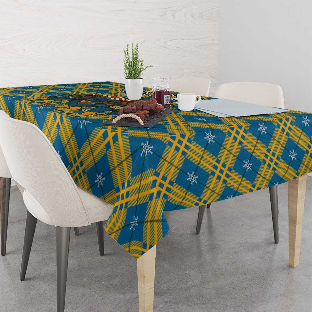 Buffalo Soldiers Christmas Tablecloth with Blue Yellow Plaid Parade Illustration Design - Wonder Print Shop