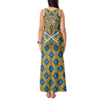 Buffalo Soldiers Christmas Tank Maxi Dress with Blue Yellow Plaid Parade Illustration Design - Wonder Print Shop