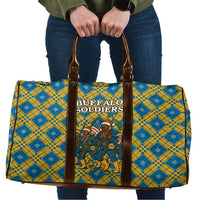 Buffalo Soldiers Christmas Travel Bag with Blue Yellow Plaid Parade Illustration Design - Wonder Print Shop