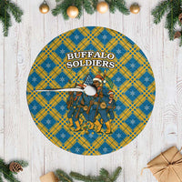 Buffalo Soldiers Christmas Tree Skirt with Blue Yellow Plaid Parade Illustration Design - Wonder Print Shop
