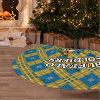 Buffalo Soldiers Christmas Tree Skirt with Blue Yellow Plaid Parade Illustration Design - Wonder Print Shop