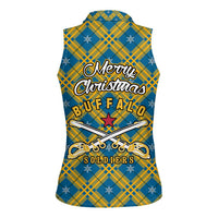 Buffalo Soldiers Christmas Women Sleeveless Polo Shirt with Blue Yellow Plaid Parade Illustration Design - Wonder Print Shop