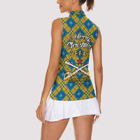 Buffalo Soldiers Christmas Women Sleeveless Polo Shirt with Blue Yellow Plaid Parade Illustration Design - Wonder Print Shop