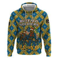 Buffalo Soldiers Christmas Zip Hoodie with Blue Yellow Plaid Parade Illustration Design - Wonder Print Shop