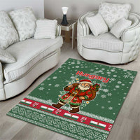 Hungary Christmas Area Rug with Green Snowflake Pattern Santa Claus Motif - Wonder Print Shop