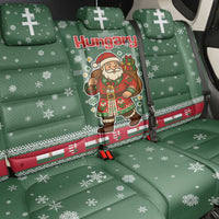 Hungary Christmas Back Car Seat Cover with Green Snowflake Pattern Santa Claus Motif - Wonder Print Shop