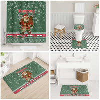 Hungary Christmas Bathroom Set with Green Snowflake Pattern Santa Claus Motif - Wonder Print Shop