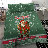 Hungary Christmas Bedding Set with Green Snowflake Pattern Santa Claus Motif - Wonder Print Shop