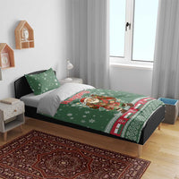 Hungary Christmas Bedding Set with Green Snowflake Pattern Santa Claus Motif - Wonder Print Shop