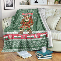 Hungary Christmas Blanket with Green Snowflake Pattern Santa Claus Motif - Wonder Print Shop