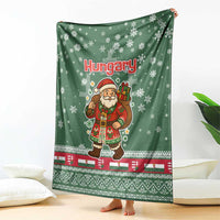 Hungary Christmas Blanket with Green Snowflake Pattern Santa Claus Motif - Wonder Print Shop
