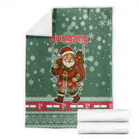 Hungary Christmas Blanket with Green Snowflake Pattern Santa Claus Motif - Wonder Print Shop